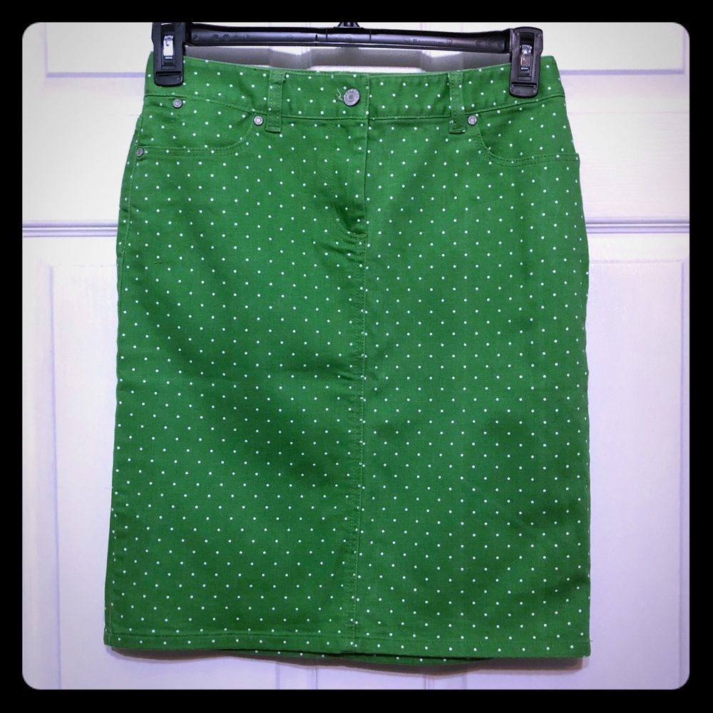 Talbots Green Polka Dot skirt size 4